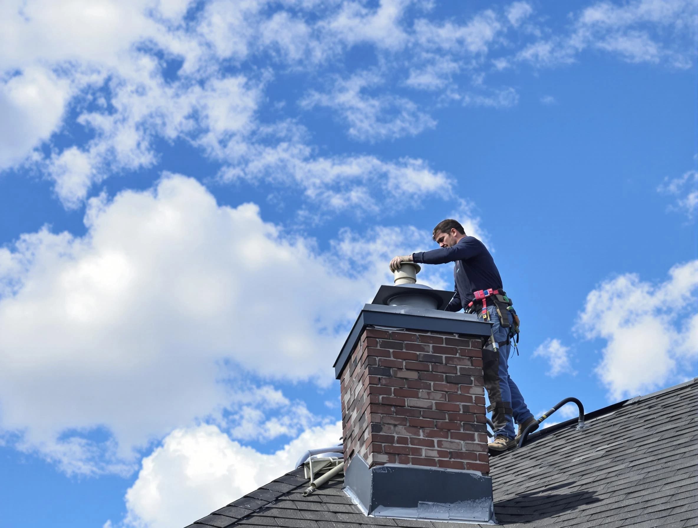 Hopewell Chimney Sweep installing a sturdy chimney cap in Hopewell, VA
