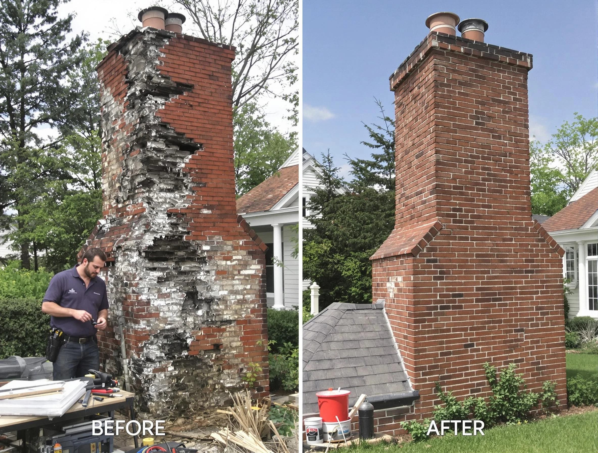 Hopewell Chimney Sweep performing a full chimney restoration in Hopewell, VA