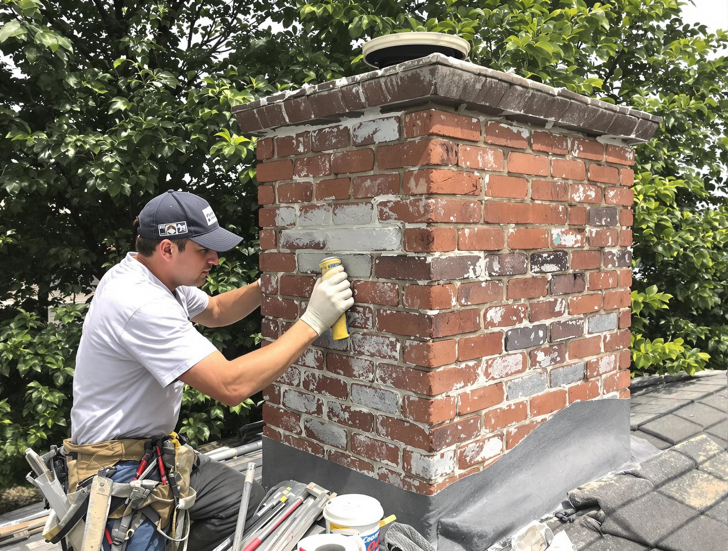 Hopewell Chimney Sweep restoring an aging chimney in Hopewell, VA