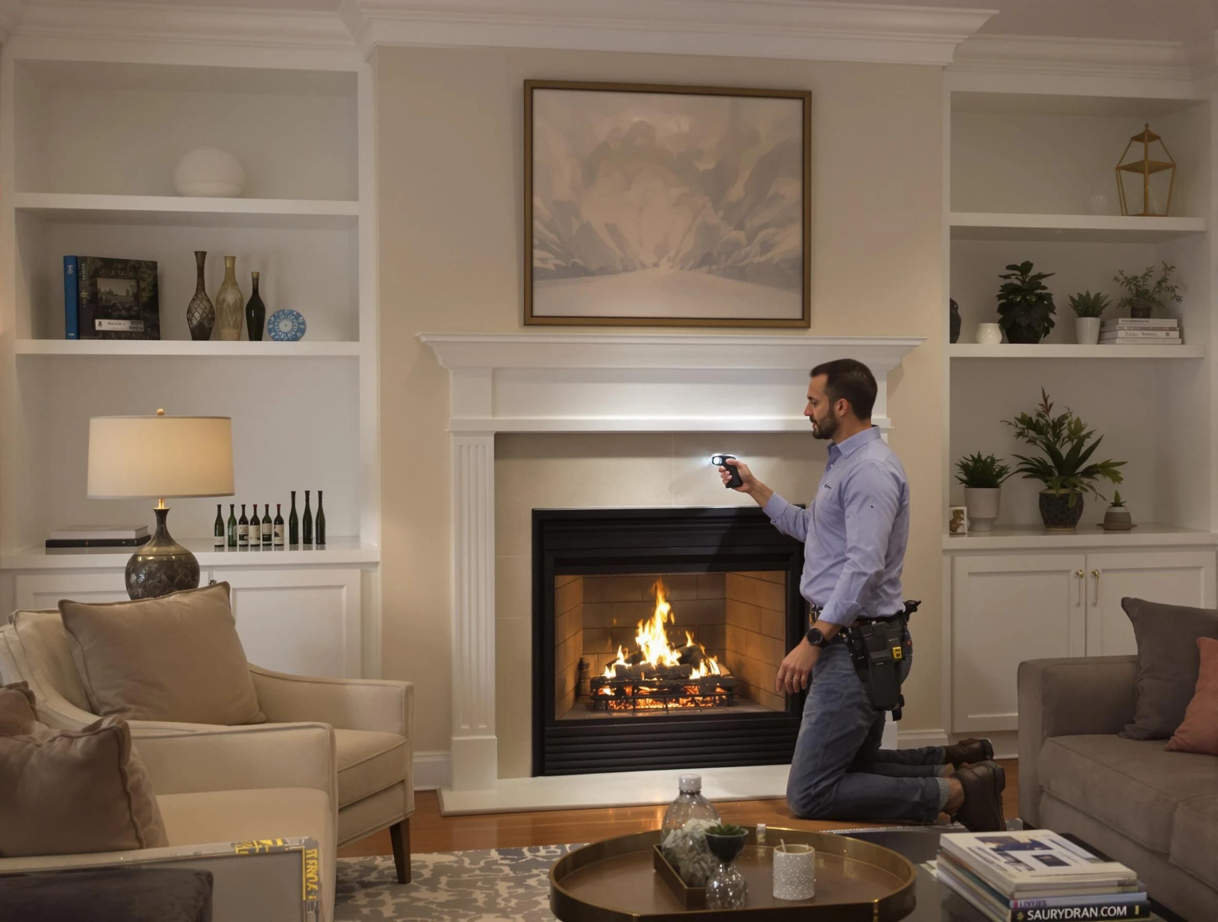 Hopewell Chimney Sweep conducting a fireplace safety inspection in Hopewell, VA