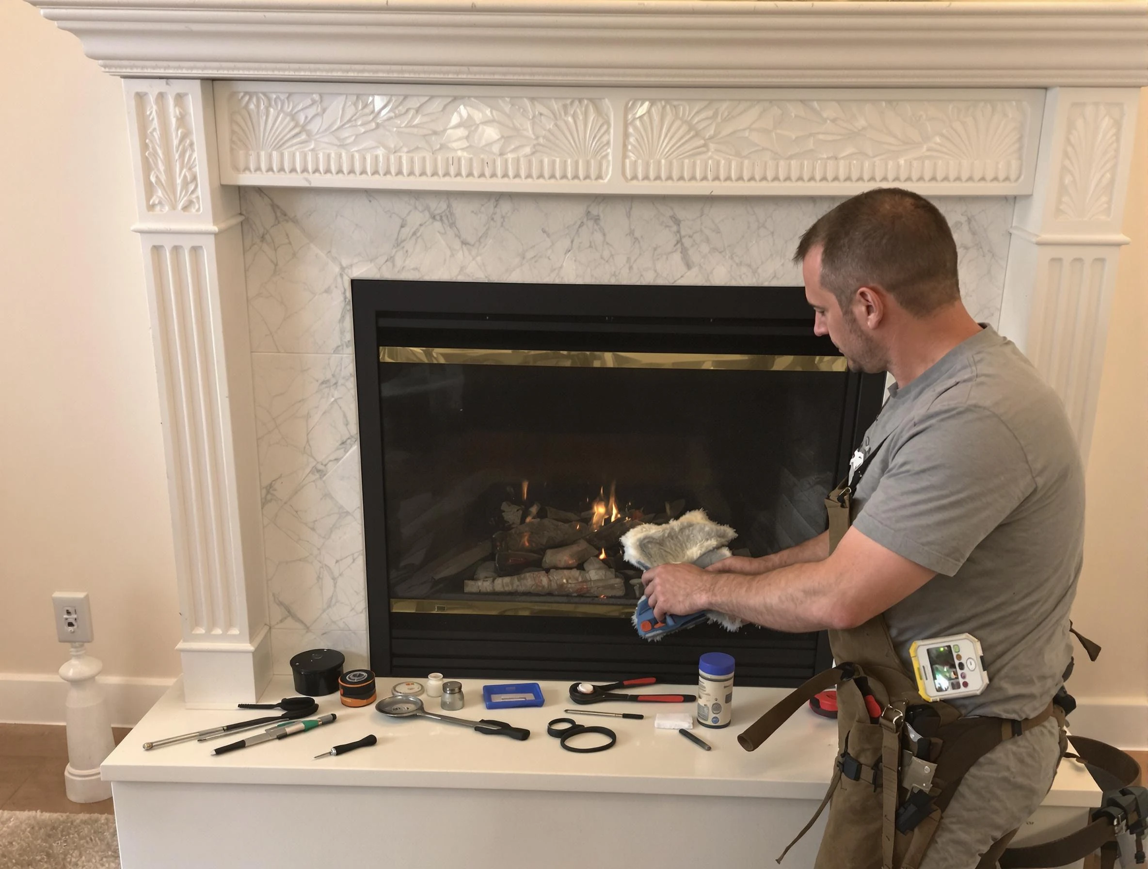 Hopewell Chimney Sweep performing fireplace maintenance in Hopewell, VA
