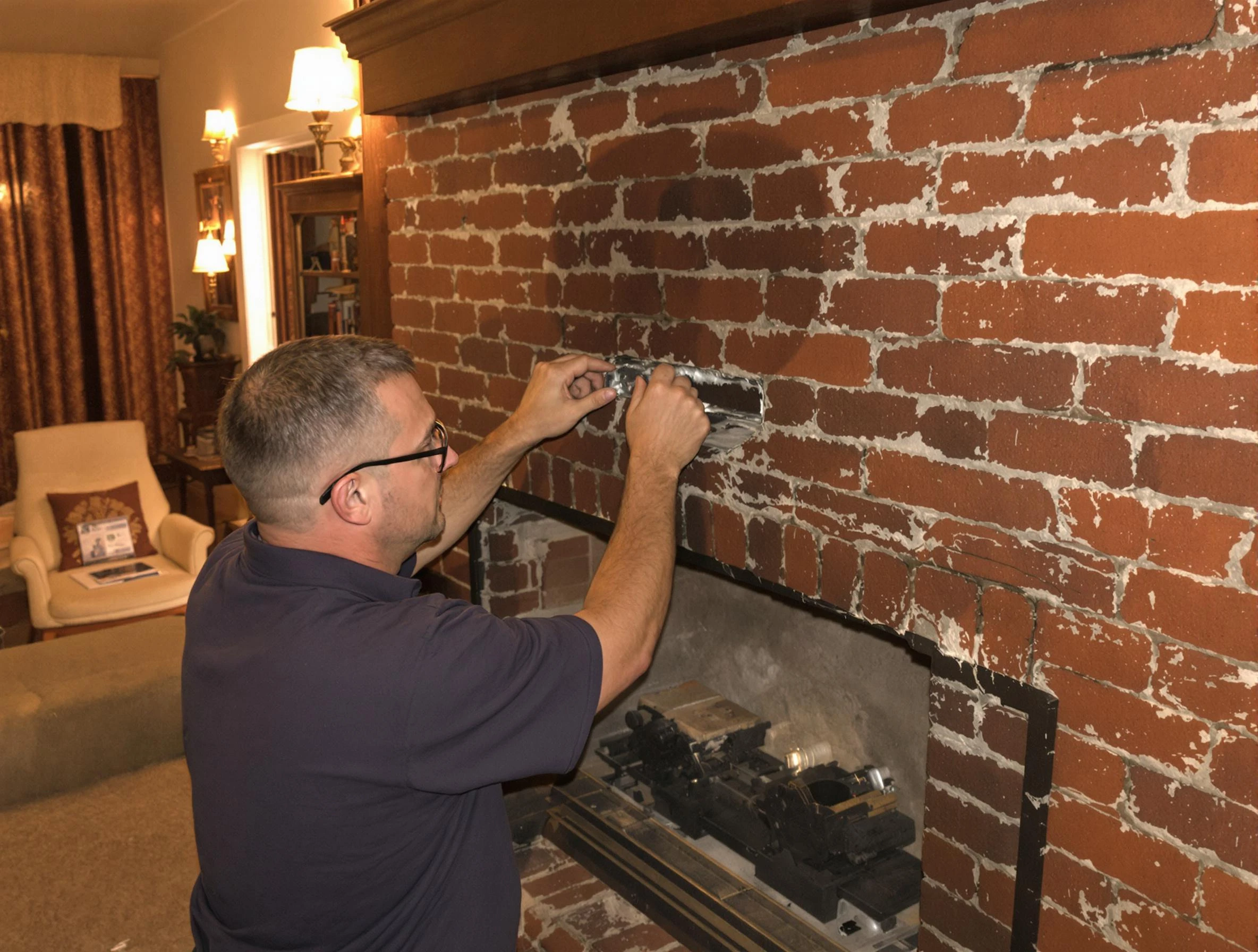 Hopewell Chimney Sweep expert fixing a fireplace in Hopewell, VA